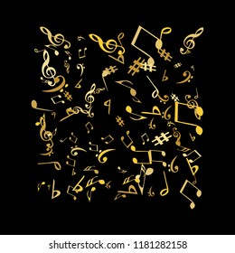 Musical Signs. Modern Background with Notes. Vector Element for Musical Poster, Banner, Advertising, Card. Minimalistic Simple Background.
