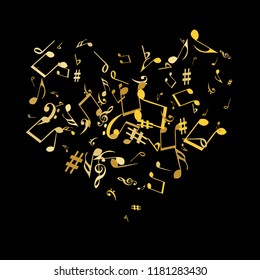 Musical Signs. Modern Background with Notes. Vector Element for Musical Poster, Banner, Advertising, Card. Minimalistic Simple Background.
