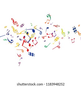 Musical Signs. Modern Background with Notes. Vector Element for Musical Poster, Banner, Advertising, Card. Minimalistic Simple Background