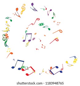 Musical Signs. Modern Background with Notes. Vector Element for Musical Poster, Banner, Advertising, Card. Minimalistic Simple Background