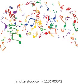 Musical Signs. Modern Background with Notes. Vector Element for Musical Poster, Banner, Advertising, Card. Minimalistic Simple Background
