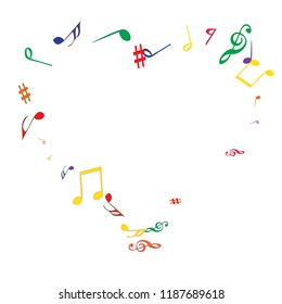 Musical Signs. Modern Background with Notes. Vector Element for Musical Poster, Banner, Advertising, Card. Minimalistic Simple Background