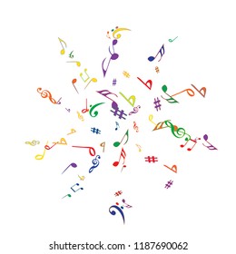 Musical Signs. Modern Background with Notes. Vector Element for Musical Poster, Banner, Advertising, Card. Minimalistic Simple Background