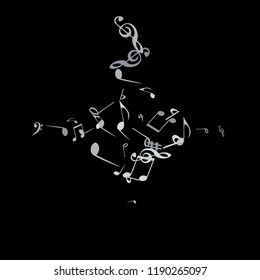 Musical Signs. Modern Background with Notes. Vector Element for Musical Poster, Banner, Advertising, Card. Minimalistic Simple Background.
