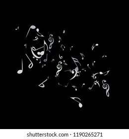 Musical Signs. Modern Background with Notes. Vector Element for Musical Poster, Banner, Advertising, Card. Minimalistic Simple Background.

