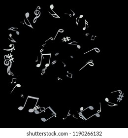 Musical Signs. Modern Background with Notes. Vector Element for Musical Poster, Banner, Advertising, Card. Minimalistic Simple Background.
