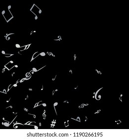 Musical Signs. Modern Background with Notes. Vector Element for Musical Poster, Banner, Advertising, Card. Minimalistic Simple Background.
