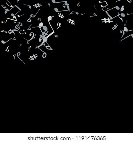 Musical Signs. Modern Background with Notes. Vector Element for Musical Poster, Banner, Advertising, Card. Minimalistic Simple Background.
