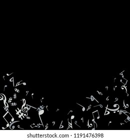 Musical Signs. Modern Background with Notes. Vector Element for Musical Poster, Banner, Advertising, Card. Minimalistic Simple Background.
