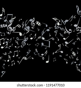 Musical Signs. Modern Background with Notes. Vector Element for Musical Poster, Banner, Advertising, Card. Minimalistic Simple Background.
