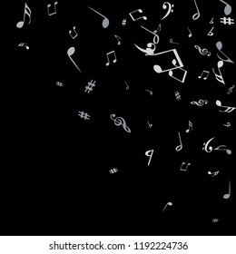 Musical Signs. Modern Background with Notes. Vector Element for Musical Poster, Banner, Advertising, Card. Minimalistic Simple Background.
