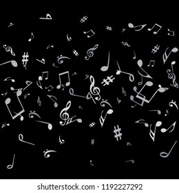 Musical Signs. Modern Background with Notes. Vector Element for Musical Poster, Banner, Advertising, Card. Minimalistic Simple Background.
