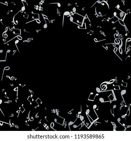 Musical Signs. Modern Background with Notes. Vector Element for Musical Poster, Banner, Advertising, Card. Minimalistic Simple Background.
