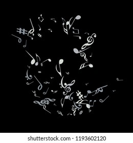 Musical Signs. Modern Background with Notes. Vector Element for Musical Poster, Banner, Advertising, Card. Minimalistic Simple Background.
