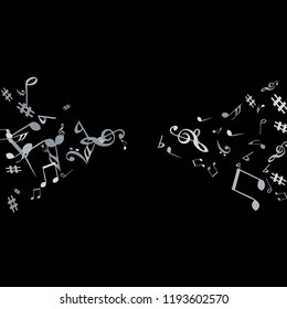 Musical Signs. Modern Background with Notes. Vector Element for Musical Poster, Banner, Advertising, Card. Minimalistic Simple Background.
