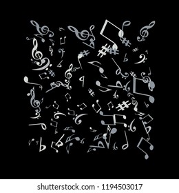 Musical Signs. Modern Background with Notes. Vector Element for Musical Poster, Banner, Advertising, Card. Minimalistic Simple Background.

