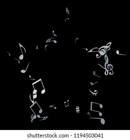 Musical Signs. Modern Background with Notes. Vector Element for Musical Poster, Banner, Advertising, Card. Minimalistic Simple Background.
