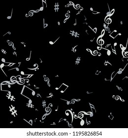 Musical Signs. Modern Background with Notes. Vector Element for Musical Poster, Banner, Advertising, Card. Minimalistic Simple Background.
