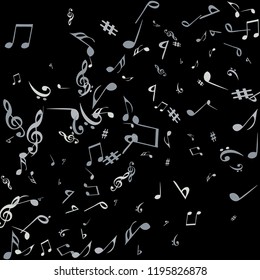 Musical Signs. Modern Background with Notes. Vector Element for Musical Poster, Banner, Advertising, Card. Minimalistic Simple Background.
