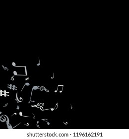 Musical Signs. Modern Background with Notes. Vector Element for Musical Poster, Banner, Advertising, Card. Minimalistic Simple Background.
