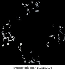 Musical Signs. Modern Background with Notes. Vector Element for Musical Poster, Banner, Advertising, Card. Minimalistic Simple Background.
