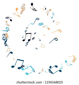 Musical Signs. Modern Background with Notes. Vector Element for Musical Poster, Banner, Advertising, Card. Minimalistic Simple Background.
