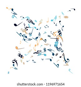 Musical Signs. Modern Background with Notes. Vector Element for Musical Poster, Banner, Advertising, Card. Minimalistic Simple Background.
