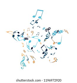 Musical Signs. Modern Background with Notes. Vector Element for Musical Poster, Banner, Advertising, Card. Minimalistic Simple Background.
