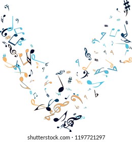Musical Signs. Modern Background with Notes. Vector Element for Musical Poster, Banner, Advertising, Card. Minimalistic Simple Background.
