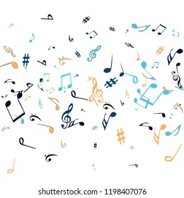 Musical Signs. Modern Background with Notes. Vector Element for Musical Poster, Banner, Advertising, Card. Minimalistic Simple Background.
