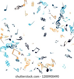 Musical Signs. Modern Background with Notes. Vector Element for Musical Poster, Banner, Advertising, Card. Minimalistic Simple Background.
