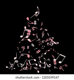 Musical Signs. Modern Background with Notes. Vector Element for Musical Poster, Banner, Advertising, Card. Minimalistic Simple Background.
