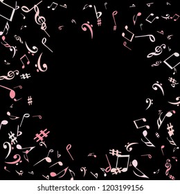 Musical Signs. Modern Background with Notes. Vector Element for Musical Poster, Banner, Advertising, Card. Minimalistic Simple Background.
