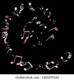 Musical Signs. Modern Background with Notes. Vector Element for Musical Poster, Banner, Advertising, Card. Minimalistic Simple Background.
