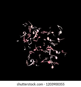 Musical Signs. Modern Background with Notes. Vector Element for Musical Poster, Banner, Advertising, Card. Minimalistic Simple Background.
