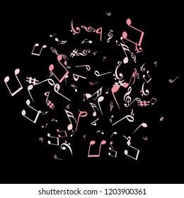 Musical Signs. Modern Background with Notes. Vector Element for Musical Poster, Banner, Advertising, Card. Minimalistic Simple Background.
