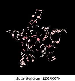 Musical Signs. Modern Background with Notes. Vector Element for Musical Poster, Banner, Advertising, Card. Minimalistic Simple Background.
