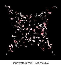 Musical Signs. Modern Background with Notes. Vector Element for Musical Poster, Banner, Advertising, Card. Minimalistic Simple Background.
