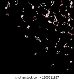 Musical Signs. Modern Background with Notes. Vector Element for Musical Poster, Banner, Advertising, Card. Minimalistic Simple Background.
