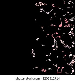 Musical Signs. Modern Background with Notes. Vector Element for Musical Poster, Banner, Advertising, Card. Minimalistic Simple Background.
