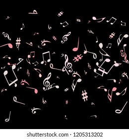 Musical Signs. Modern Background with Notes. Vector Element for Musical Poster, Banner, Advertising, Card. Minimalistic Simple Background.
