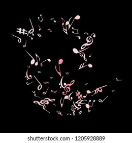Musical Signs. Modern Background with Notes. Vector Element for Musical Poster, Banner, Advertising, Card. Minimalistic Simple Background.
