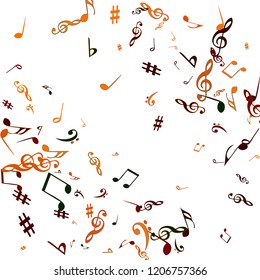 Musical Signs. Modern Background with Notes. Vector Element for Musical Poster, Banner, Advertising, Card. Minimalistic Simple Background.
