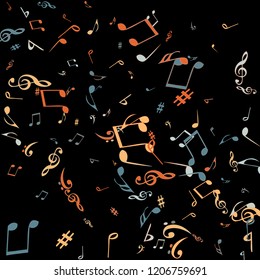 Musical Signs. Modern Background with Notes. Vector Element for Musical Poster, Banner, Advertising, Card. Minimalistic Simple Background.
