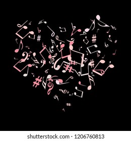 Musical Signs. Modern Background with Notes. Vector Element for Musical Poster, Banner, Advertising, Card. Minimalistic Simple Background.
