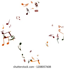 Musical Signs. Modern Background with Notes. Vector Element for Musical Poster, Banner, Advertising, Card. Minimalistic Simple Background.
