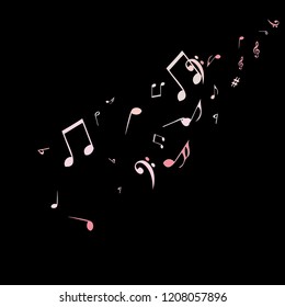 Musical Signs. Modern Background with Notes. Vector Element for Musical Poster, Banner, Advertising, Card. Minimalistic Simple Background.
