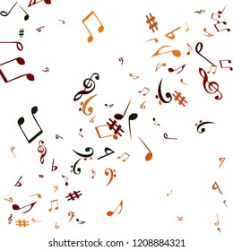 Musical Signs. Modern Background with Notes. Vector Element for Musical Poster, Banner, Advertising, Card. Minimalistic Simple Background.
