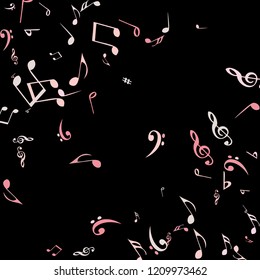 Musical Signs. Modern Background with Notes. Vector Element for Musical Poster, Banner, Advertising, Card. Minimalistic Simple Background.
