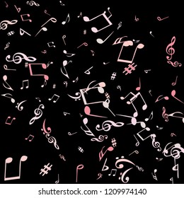 Musical Signs. Modern Background with Notes. Vector Element for Musical Poster, Banner, Advertising, Card. Minimalistic Simple Background.
